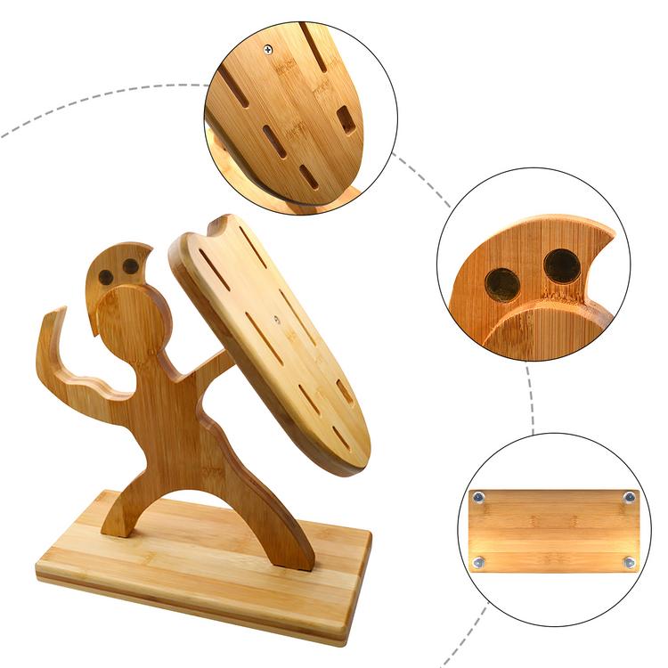 Humanoid creative maple wooden knife holder kitchen supplies multifunctional household kitchen knife storage rack