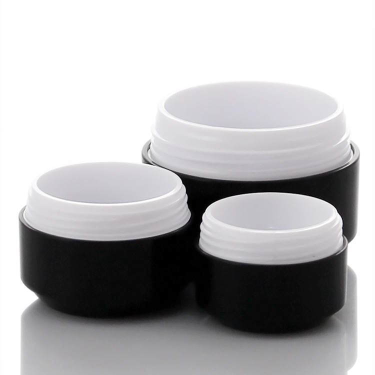 IBELONG Double wall 5g 10g 15g 30g black plastic face cream jar with screw lid