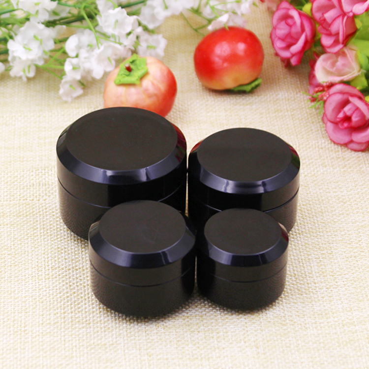 IBELONG Double wall 5g 10g 15g 30g black plastic face cream jar with screw lid