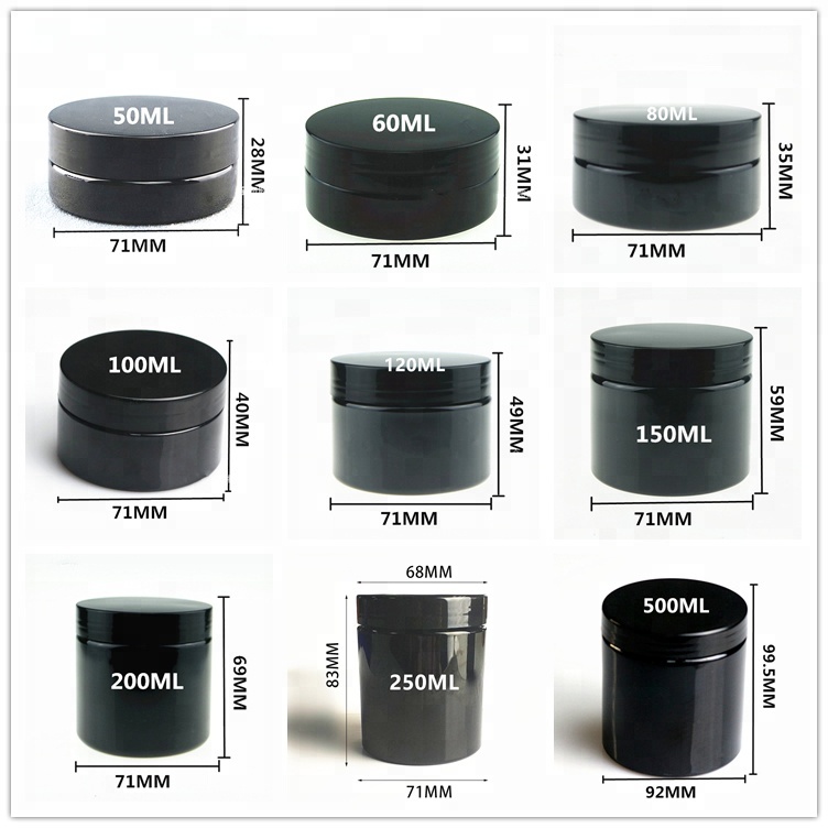 IBELONG hot sale 100ml empty black plastic pet jar for tooth powder