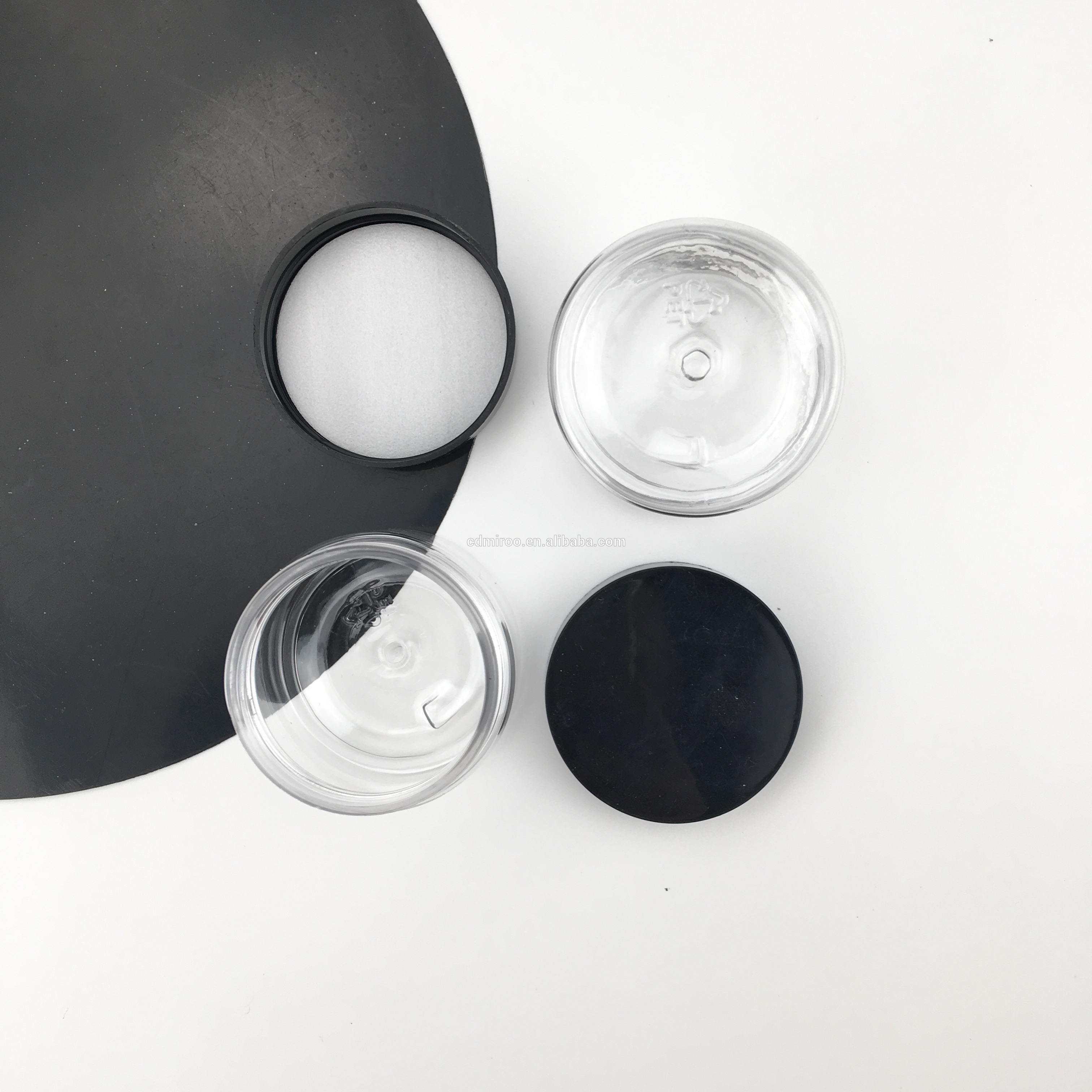 IMROOTREE custom logo 50ml Black lid plastic facial care jar clear cosmetic cream packing jar PET with wide mouth