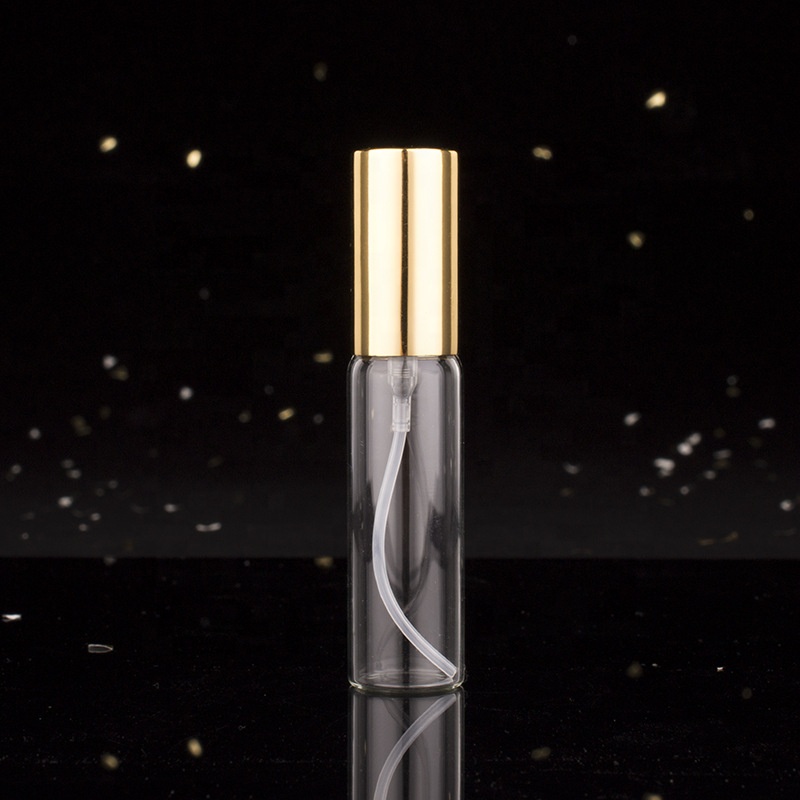 IN STOCK 10ml Empty high quality OEM shiny gold sprayer glass bottle tube  perfume unique perfume bottle