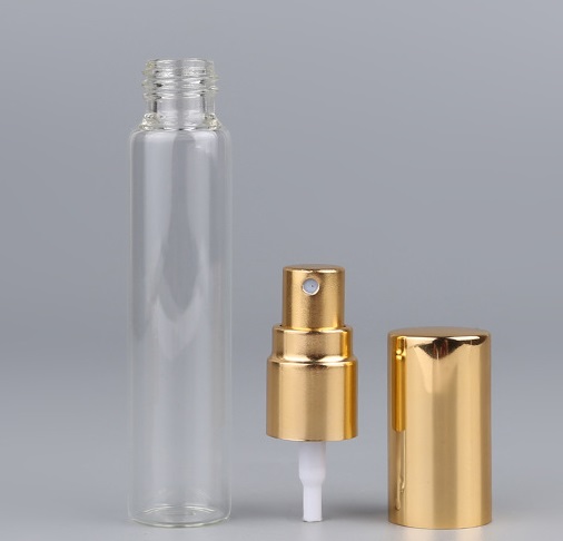IN STOCK 10ml Empty high quality OEM shiny gold sprayer glass bottle tube perfume unique perfume bottle