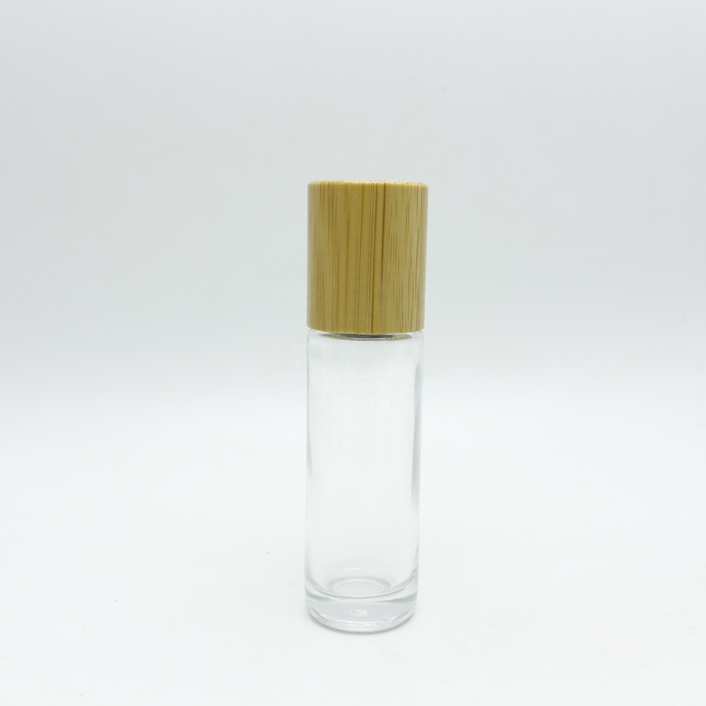 IN STOCK 10ml clear frosted metal ball roller glass roller bottle with bamboo cap for car perfume RL-140B