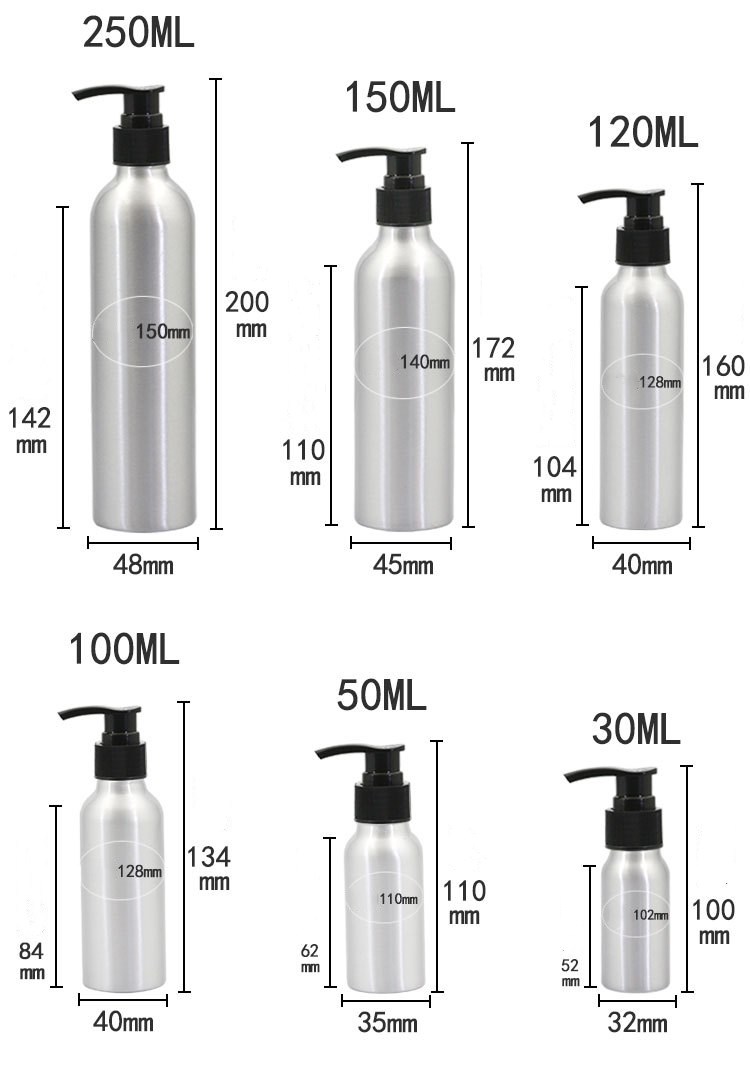 IN STOCK 30-500ml aluminum bottle spiral pump lotion pressing bottle separate bottling of lotion cosmetics