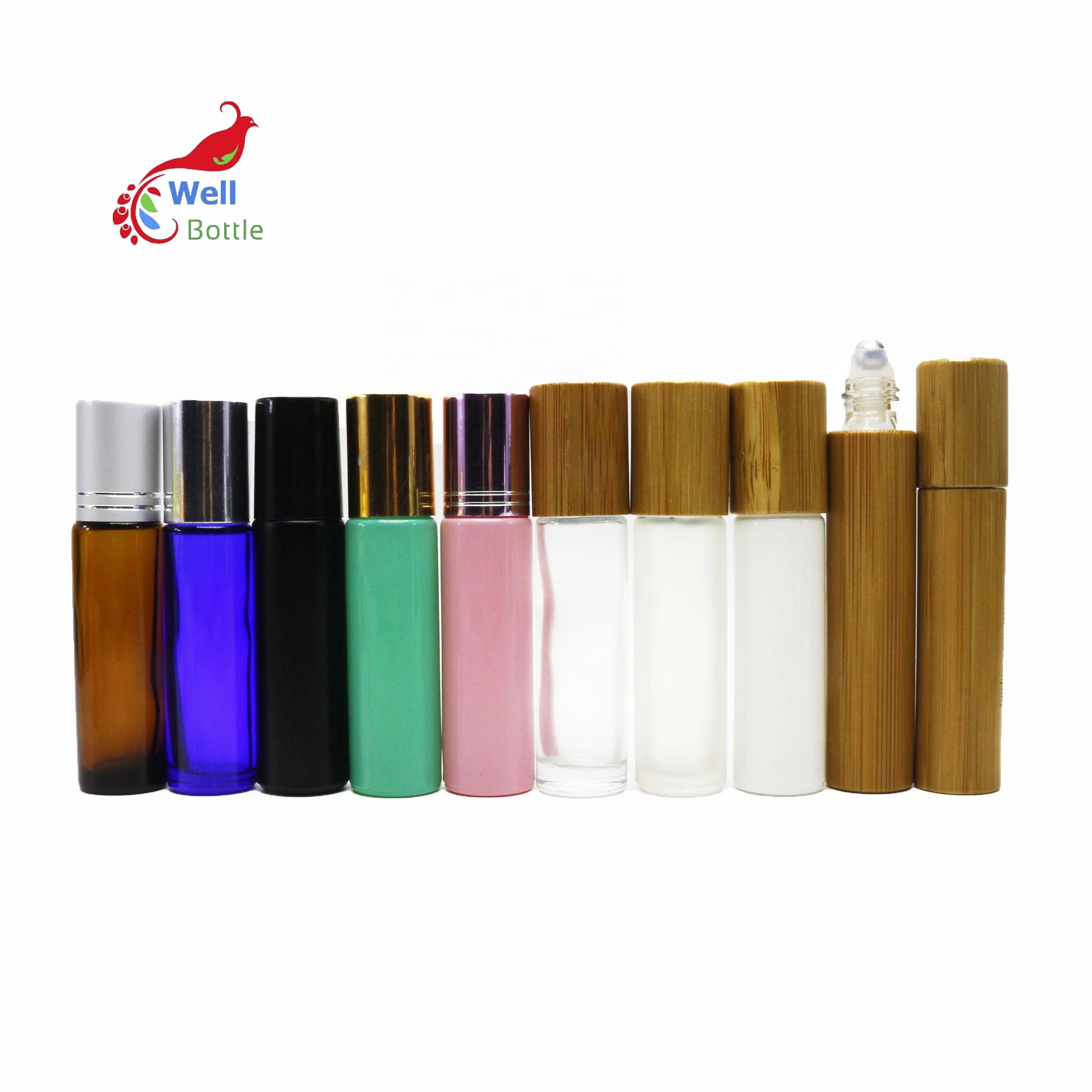 IN STOCK 3ml 5ml 8ml 10ml 15ml clear amber colored glass roll on bottle RL-888B