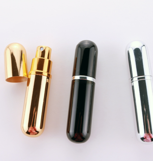 IN STOCK Fancy 5Ml Colored Cylinder Glass Perfume Pump Spray Bottle