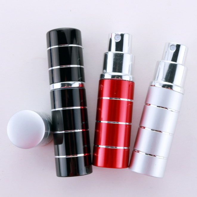 IN STOCK Fancy 5Ml Colored Cylinder Glass Perfume Pump Spray Bottle