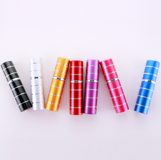 IN STOCK Fancy 5Ml Colored Cylinder Glass Perfume Pump Spray Bottle