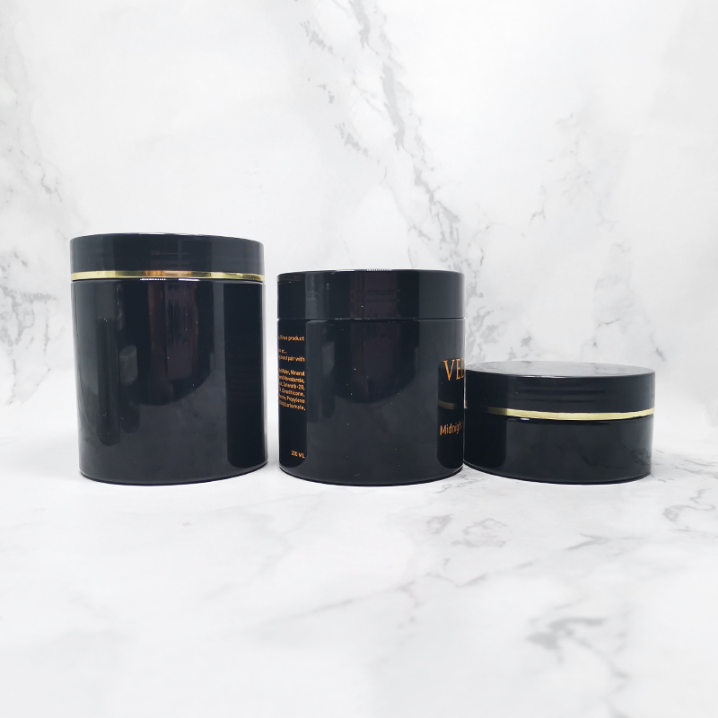 IN STOCK Plastic Lotion Body Butter Hair Cream Care Pomade container PET Black 16 oz 4 oz 8 oz Plastic Jars with Black Lids