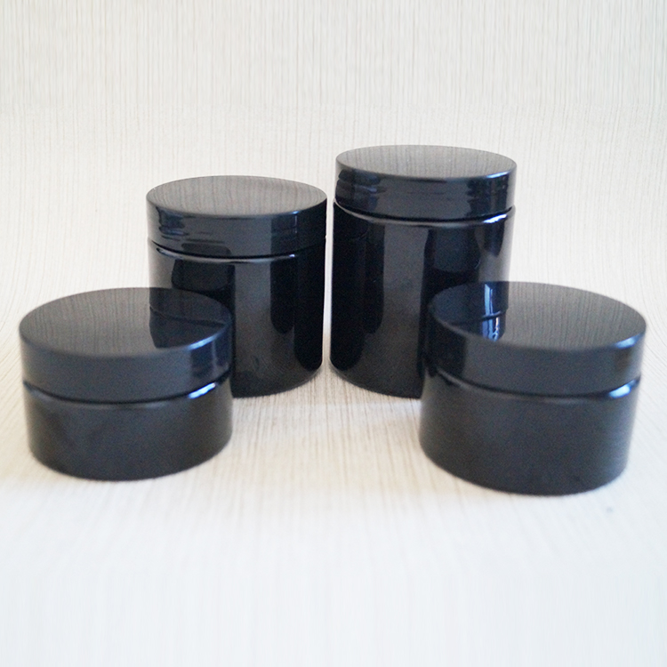 IN STOCK Plastic Lotion Body Butter Hair Cream Care Pomade container PET Black 16 oz 4 oz 8 oz Plastic Jars with Black Lids