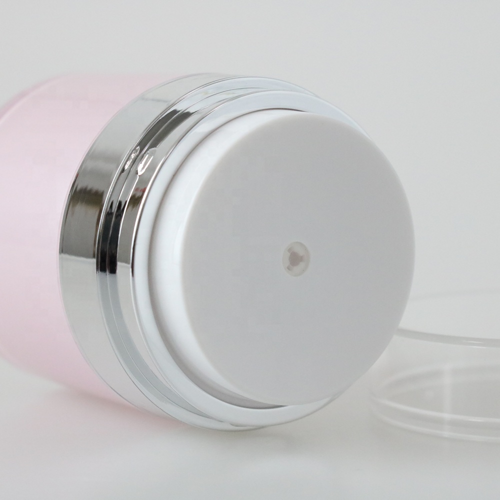 IN STOCK Plastic skin care packaging 50ml airless cream jar 50ml silver airless plastic jars