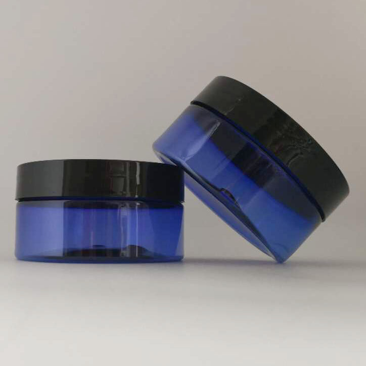 IN stock 200ml blue Cosmetics plastic PET jar with black cap for hand cream