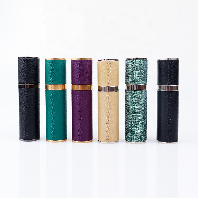 ISO BSCI LVMH factory eco friendly luxury twist up glass atomizer sprayer atomizer bottle refillable leather perfume atomizer