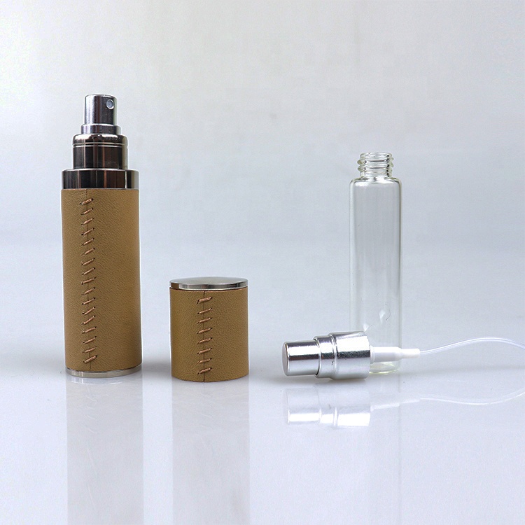 ISO BSCI LVMH factory eco friendly luxury twist up glass atomizer sprayer atomizer bottle refillable leather perfume atomizer