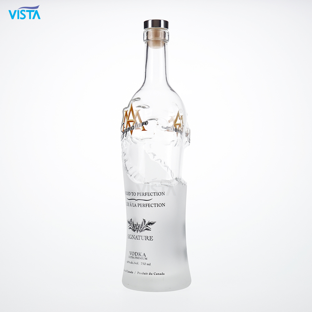 Ice Mountain Vodka High Flint Glass Bottle Frost Screen Printing Cork 750ml frost vodka bottle