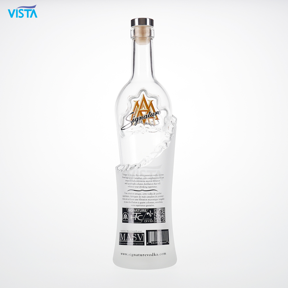 Ice Mountain Vodka High Flint Glass Bottle Frost Screen Printing Cork 750ml frost vodka bottle