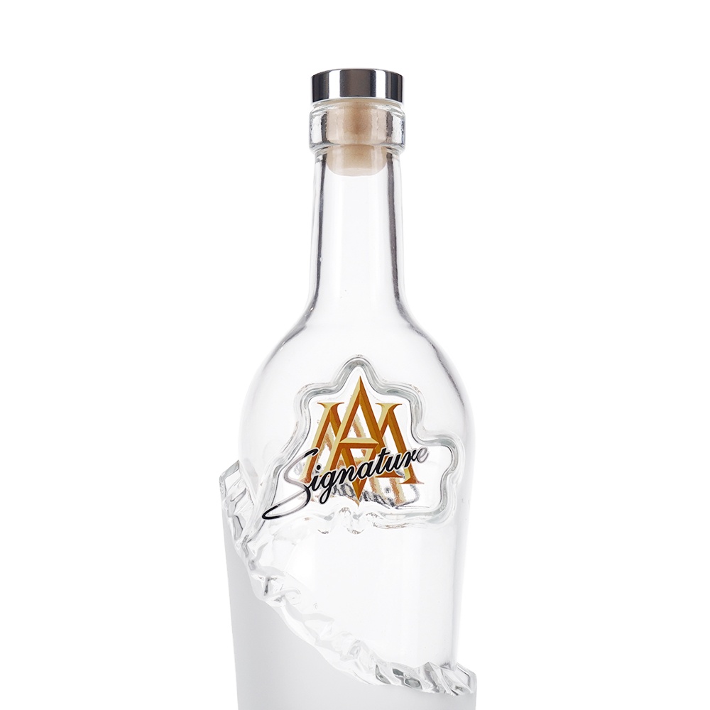 Ice Mountain Vodka High Flint Glass Bottle Frost Screen Printing Cork 750ml frost vodka bottle