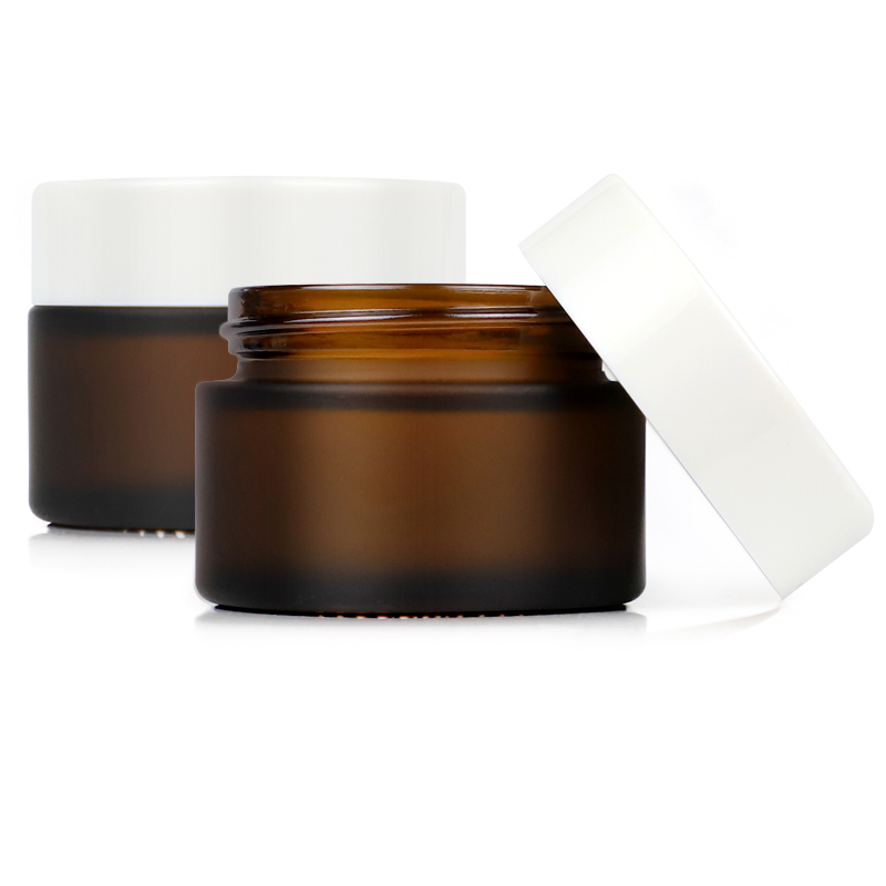 Idealpak Wholesale Amber Cosmetic Containers Cream Glass Jars Bulk Cosmetic Glass Jar with Lids