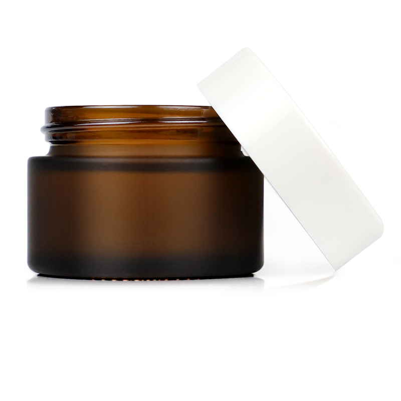 Idealpak Wholesale Amber Cosmetic Containers Cream Glass Jars Bulk Cosmetic Glass Jar with Lids
