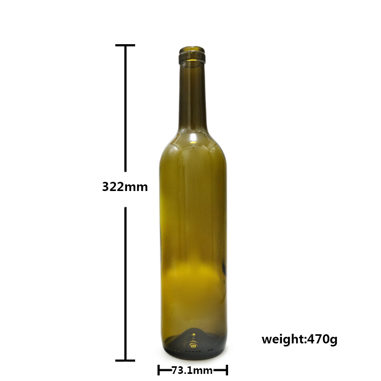 Imported clear 470g weight round shape 750 ml wine botellas de vidrio china CY-002