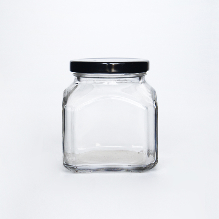 In Bulk Custom Square Shape Candle Oval Hexagonal 250g Honey Empty Honey Glass Jar With Metal Cover For Storage