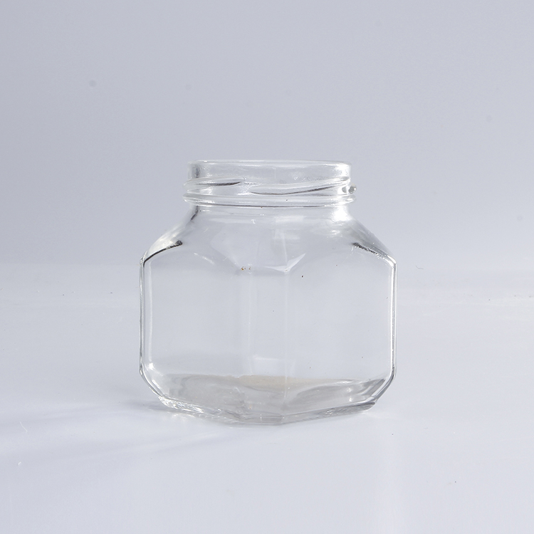 In Bulk Custom Square Shape Candle Oval Hexagonal 250g Honey Empty Honey Glass Jar With Metal Cover For Storage