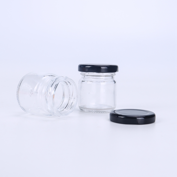 In Bulk Mini Honey Glass Jar Jars Wholesale Custom 1oz 2oz Empty Round Clear Jam Honey Glass Jar