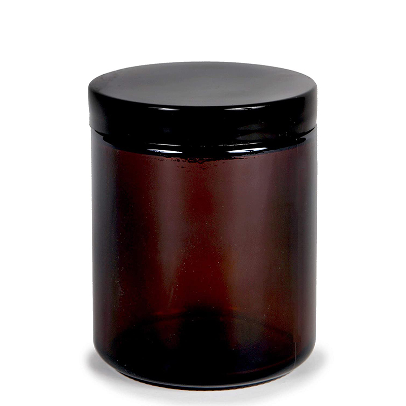 In Bulk Stock 8 pcs Set Plastic Lid 16 oz 9 oz Straight Sided Amber Jars