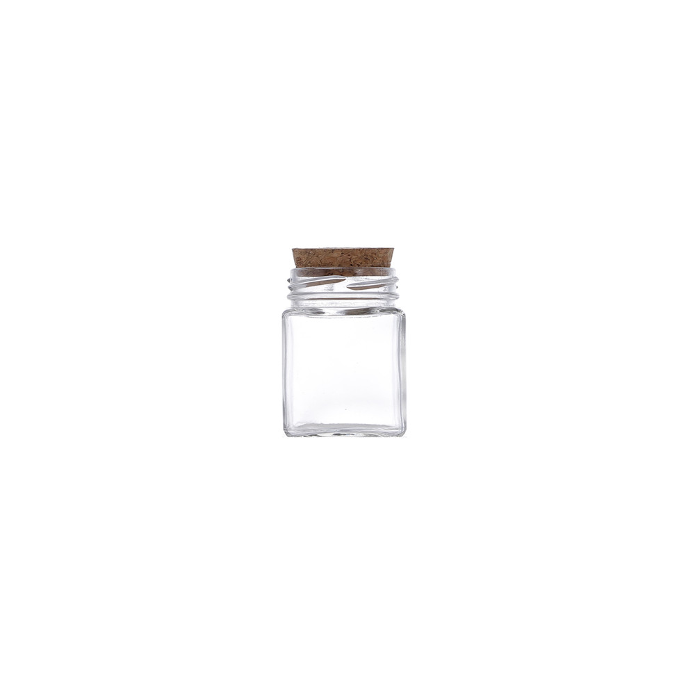 In Bulk Transparent 380ml Jam/ Honey /Canned Food Square Glass Jar with Open Mouth Wooden Cork