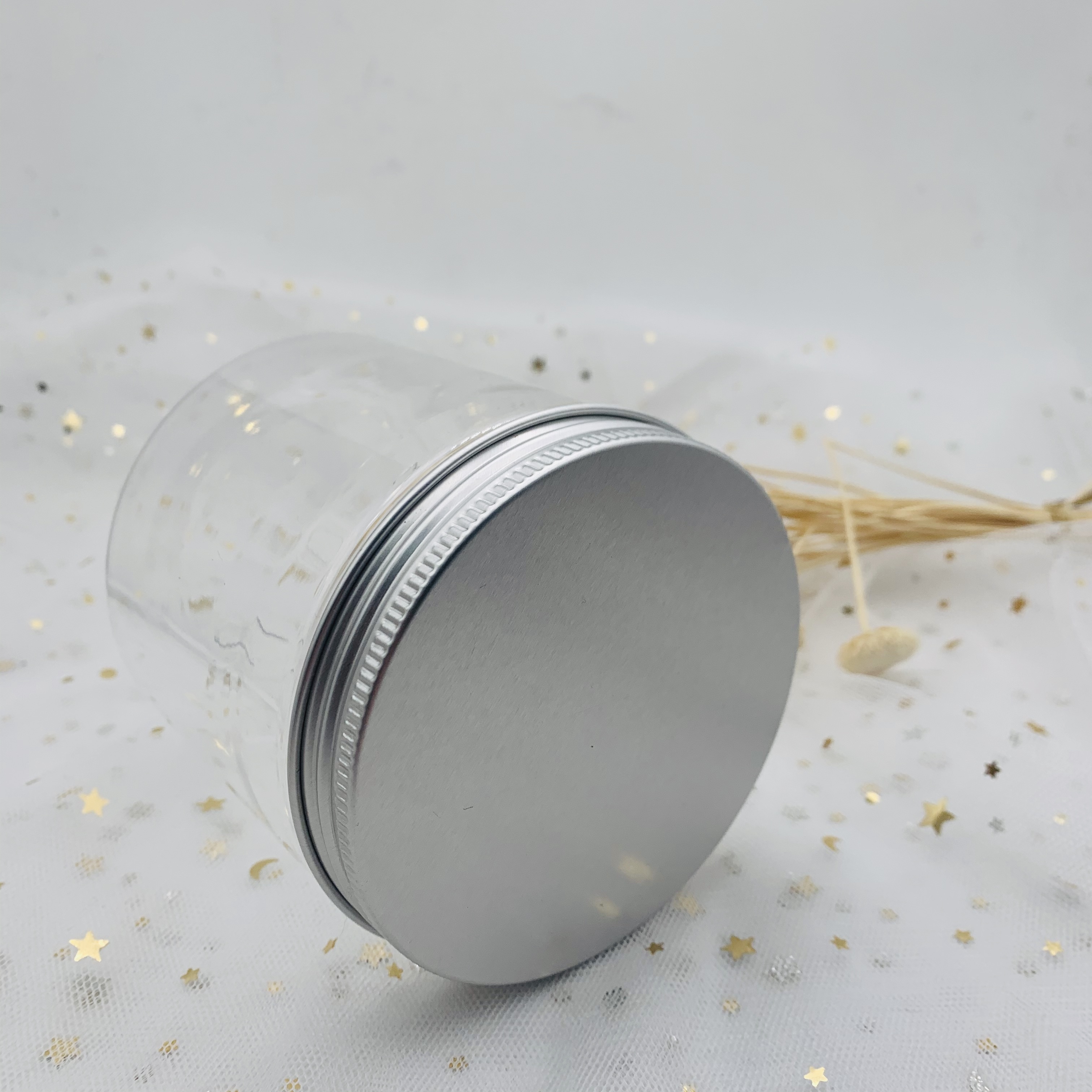 In Stock 100g Empty Clear Plastic Jar with Aluminum Lid