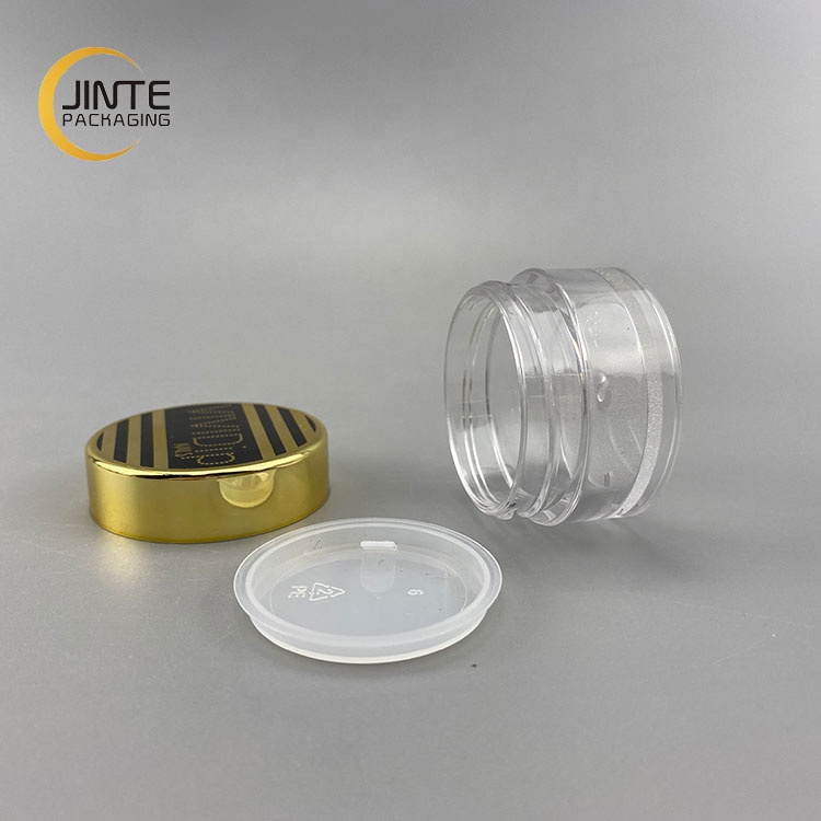 In Stock 10g 15g Luxury Recyclable PETG Plastic Shiny Gold With Clear Body For Cream Samples