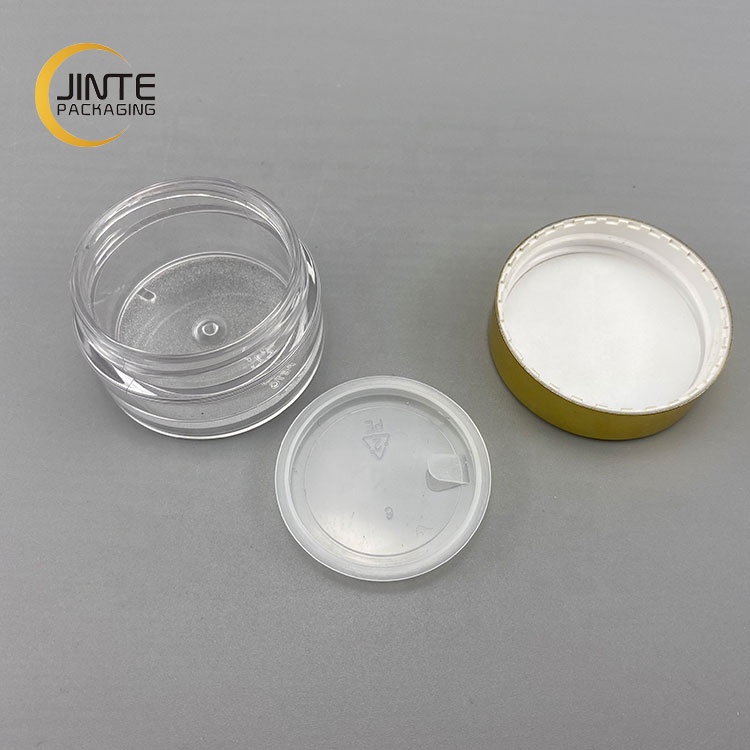 In Stock 10g 15g Luxury Recyclable PETG Plastic Shiny Gold With Clear Body For Cream Samples