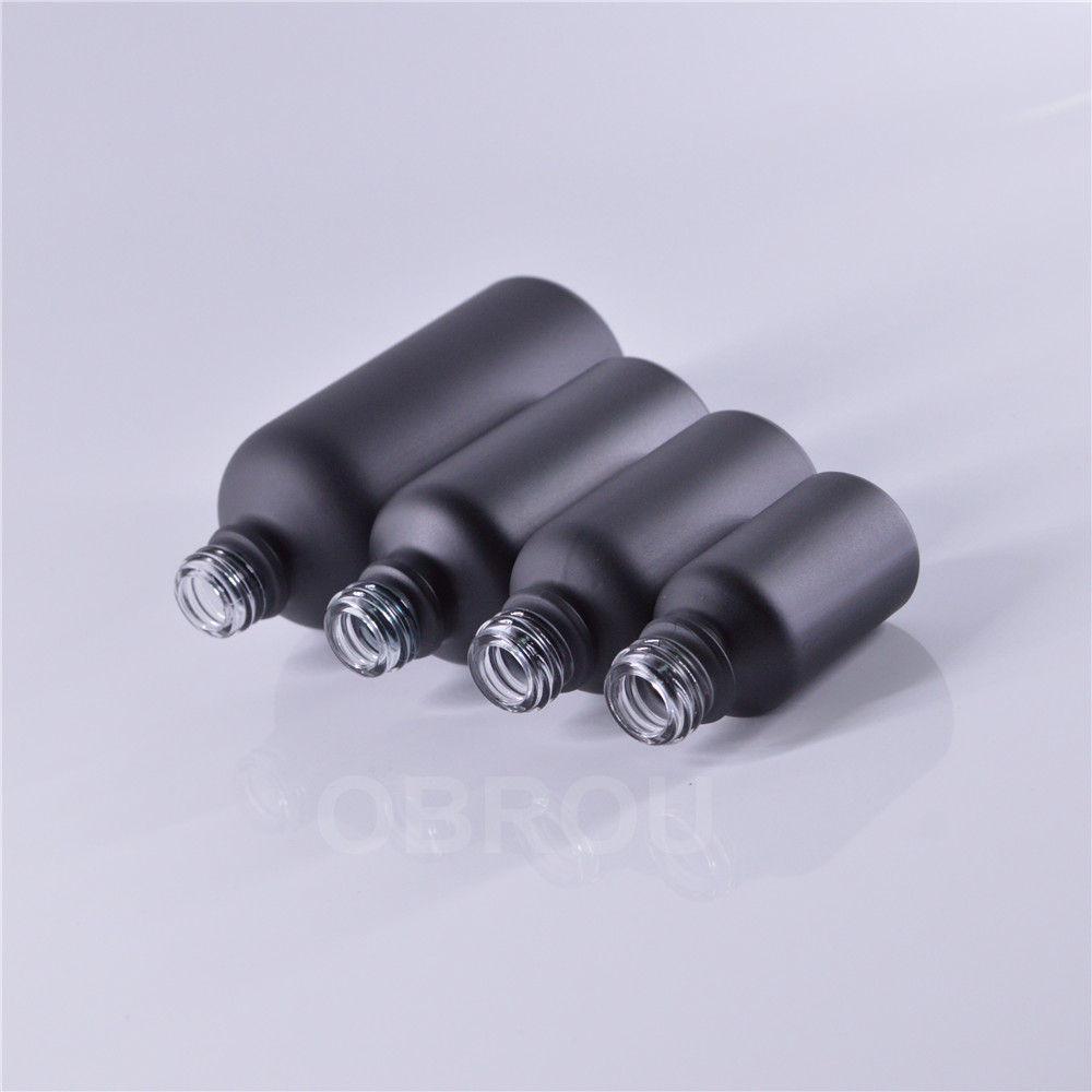 In Stock, 10ml 15ml 30ml 50ml 100ml matte black glass dropper bottle empty essential oil bottle liquid bottles