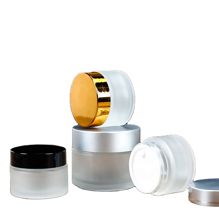 In Stock 20g 30g 50g 100g Clear Frosted Matte Cosmetic Packaging Round Container Cream Empty Glass Jar With  Lid