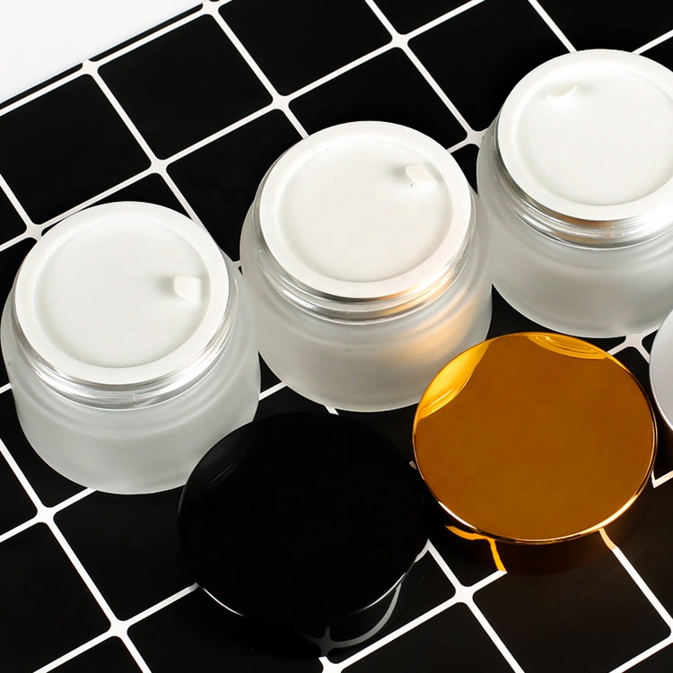 In Stock 20g 30g 50g 100g Clear Frosted Matte Cosmetic Packaging Round Container Cream Empty Glass Jar With Lid