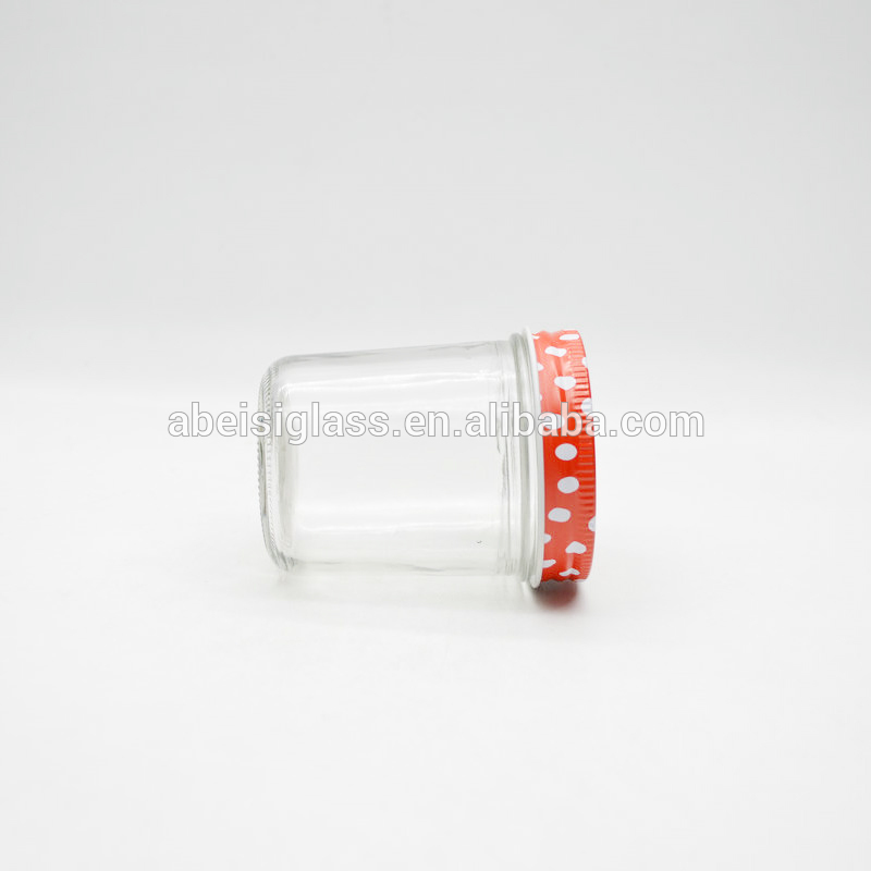 In Stock ! 210ml clear caviar jar honey glass jar mason cup hot sauce jam jar with curled tinplate lid