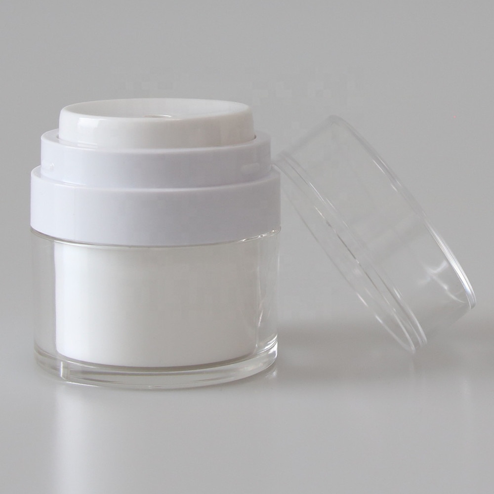 In Stock 30g Luxury Cosmetic Pump Lid Plastic Acrylic Airless Cream Jar For Skin Care Cream
