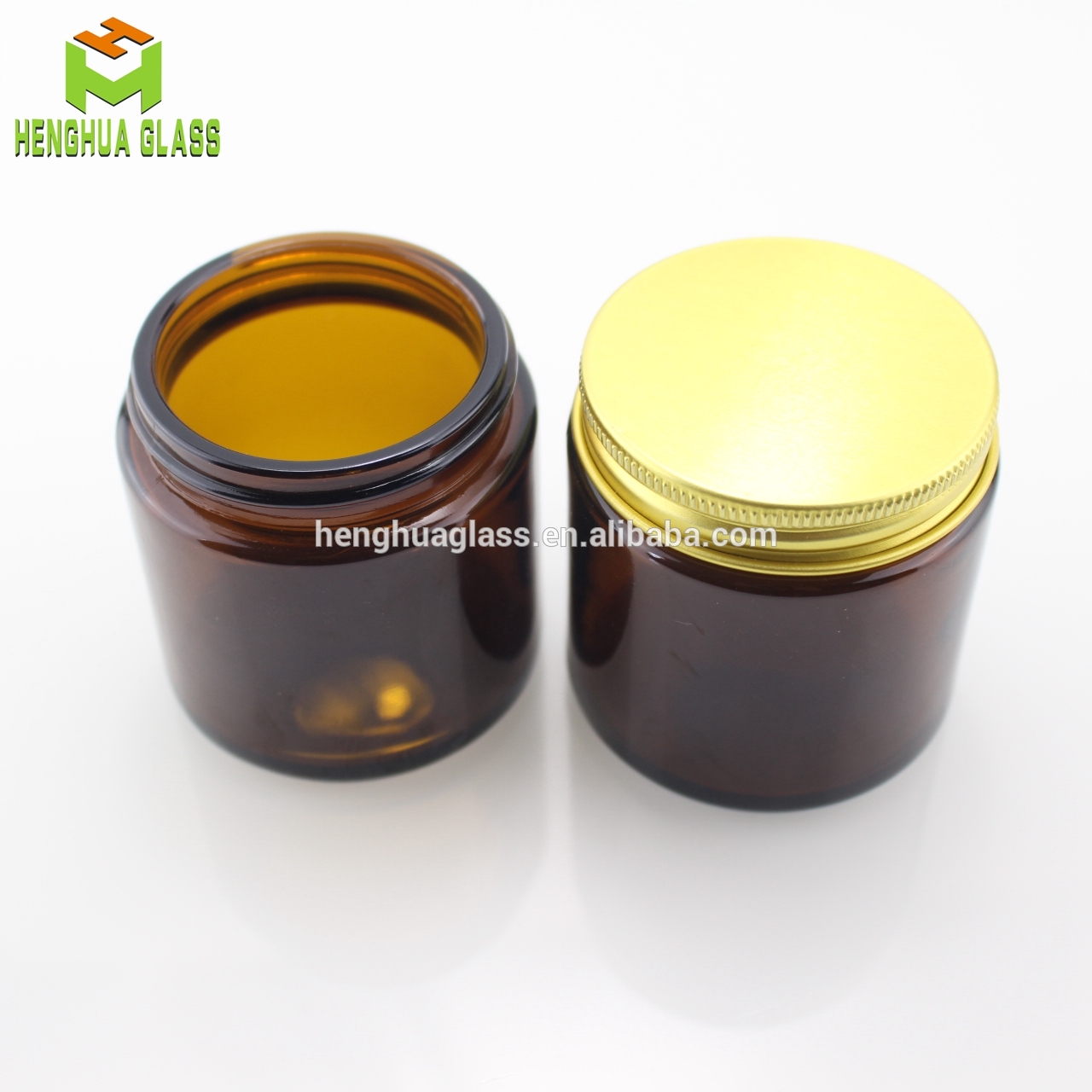 In Stock 4oz 120ml Amber Glass Candle Jar With Aluminum Screwl Lid Wholesale Candle Decorated Glass Jar