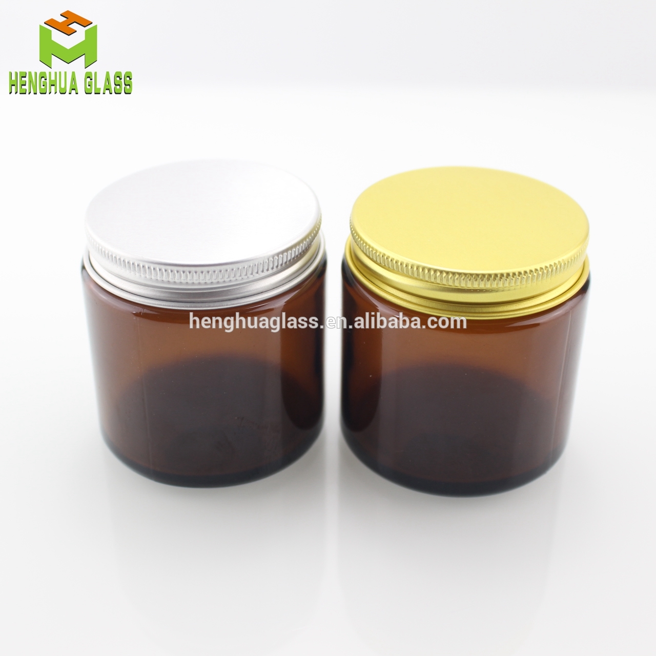 In Stock 4oz 120ml Amber Glass Candle Jar With Aluminum Screwl Lid Wholesale Candle Decorated Glass Jar