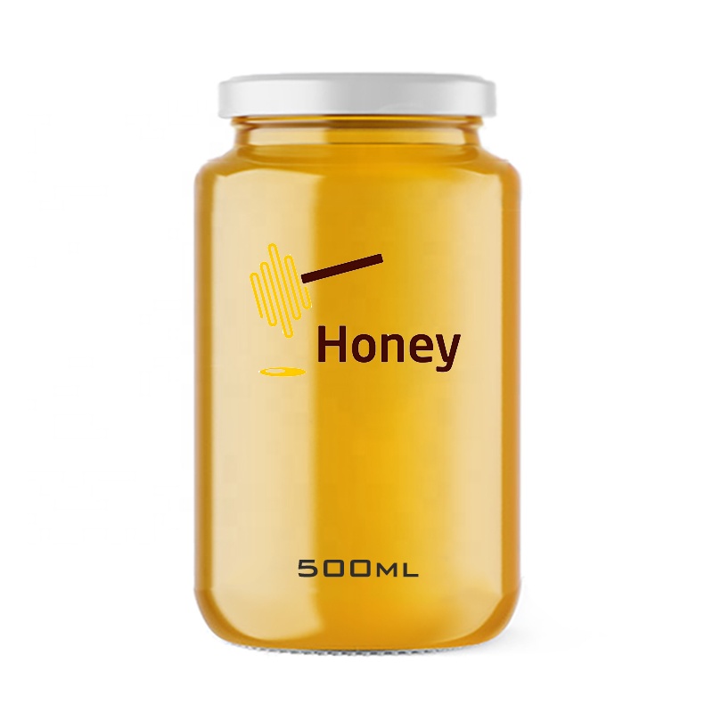 In Stock 500ml glass honey jar round with tin lid