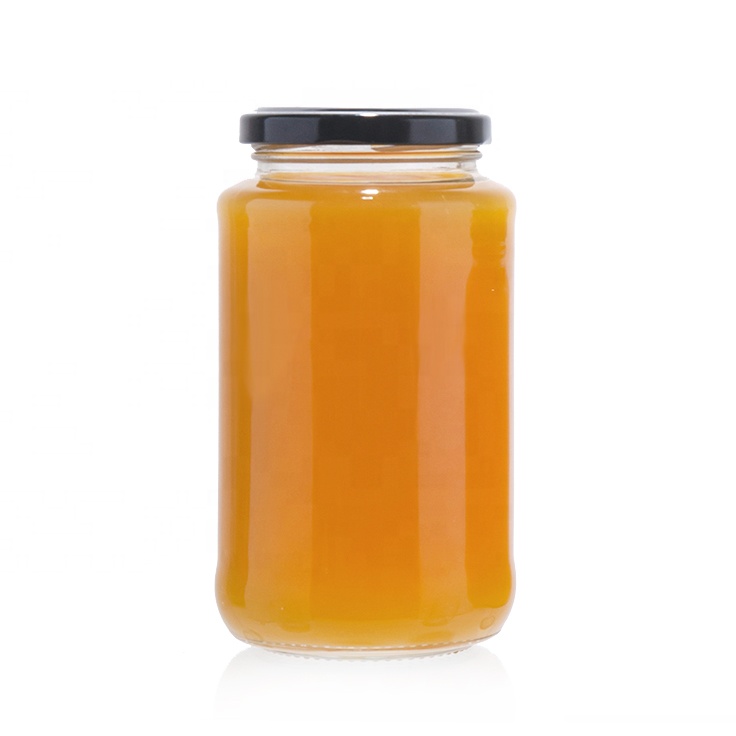 In Stock 500ml glass honey jar round with tin lid