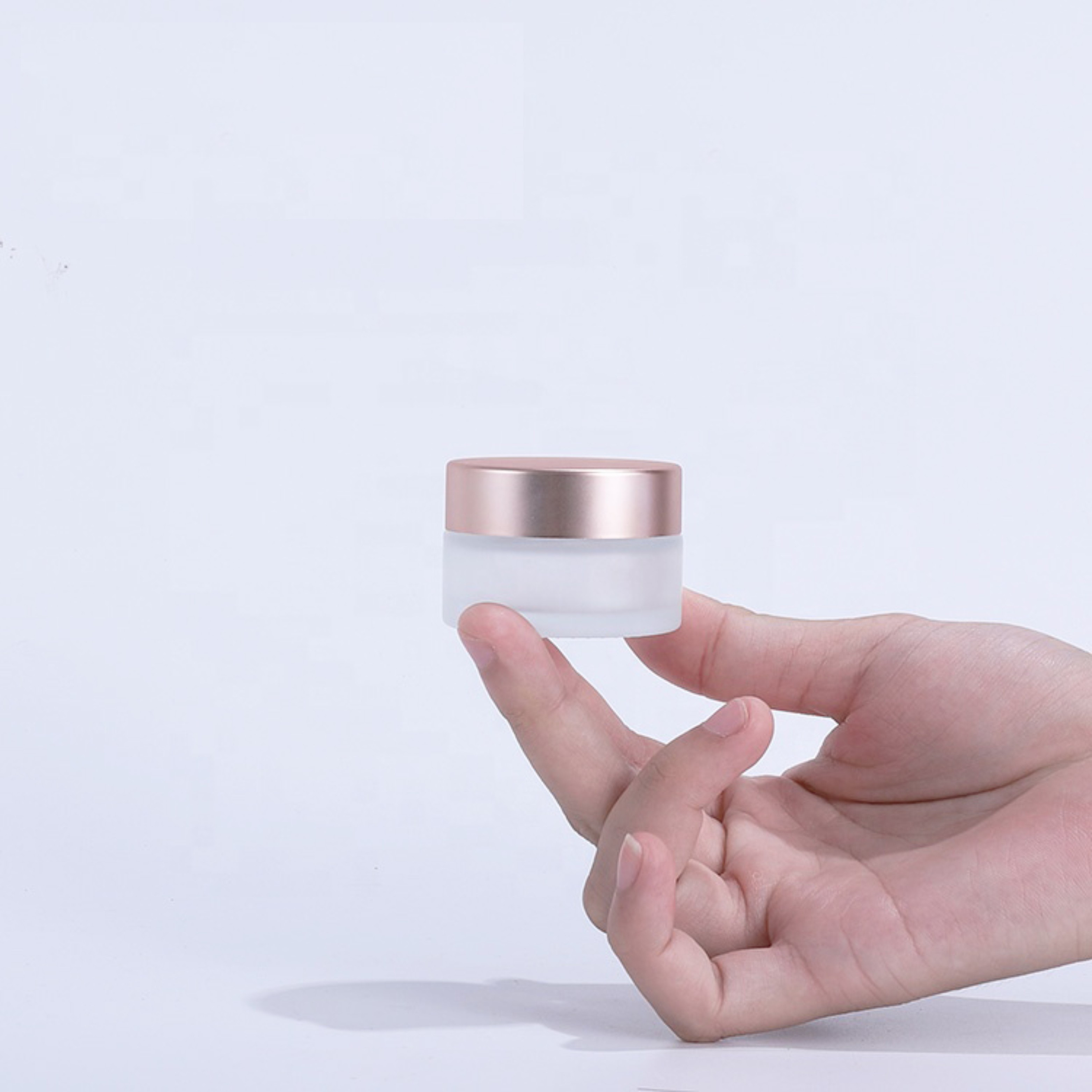In Stock 50g Frosted Glass Cream Car 100g Transparent Glass Cosmetic Cream Jar With Rose Gold Aluminum Lid