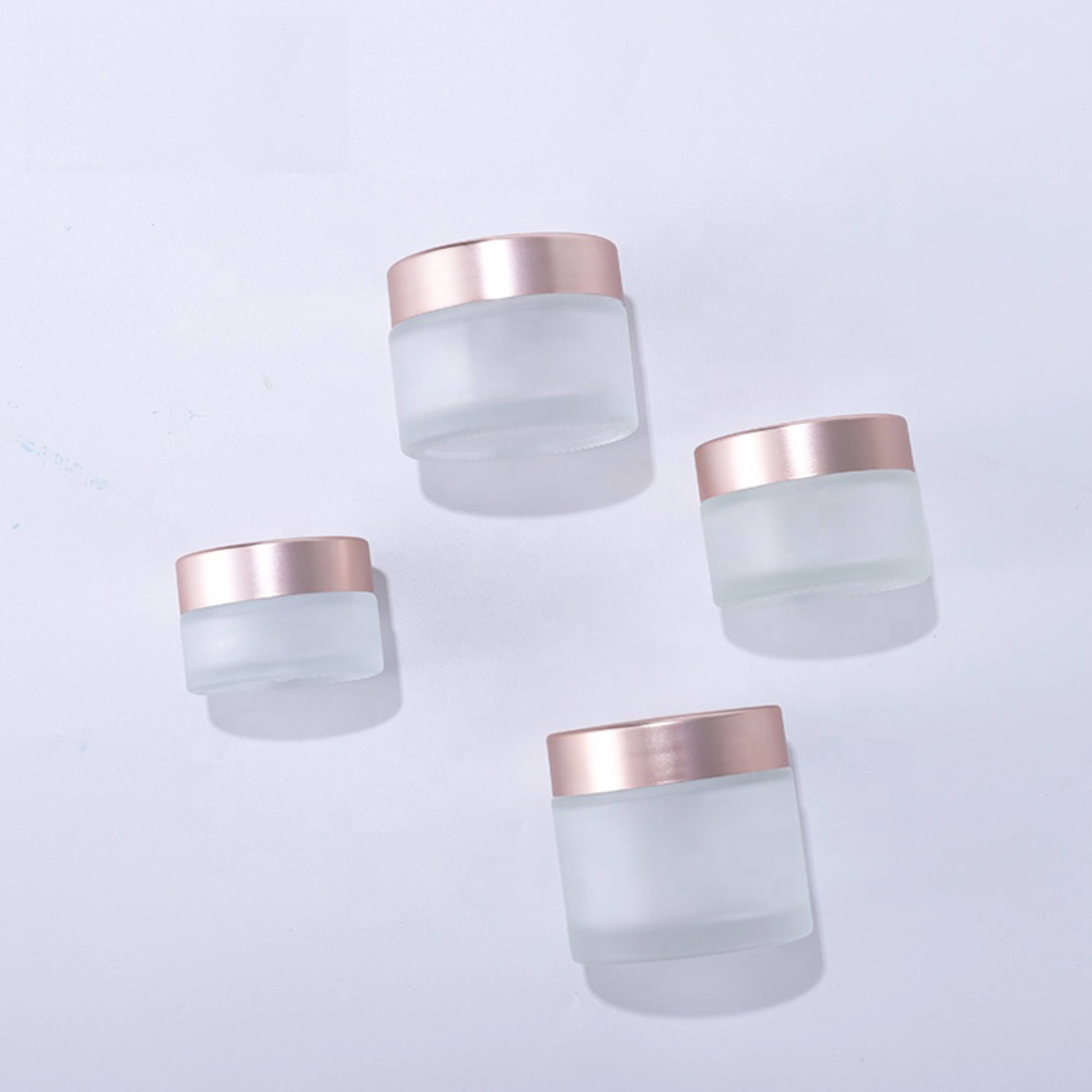 In Stock 50g Frosted Glass Cream Car 100g Transparent Glass Cosmetic Cream Jar With Rose Gold Aluminum Lid