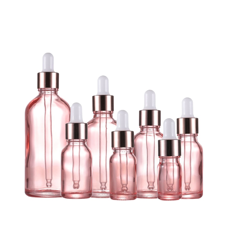 In Stock 5ml 10ml 15ml 20ml 30ml 50ml 100ml Rose Gold Glass Dropper Bottles Rose Golden lids Essential Oil Bottle