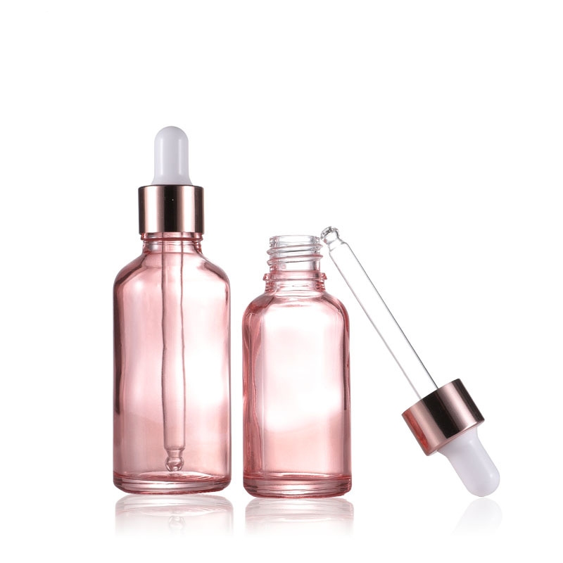 In Stock 5ml 10ml 15ml 20ml 30ml 50ml 100ml Rose Gold Glass Dropper Bottles Rose Golden lids Essential Oil Bottle