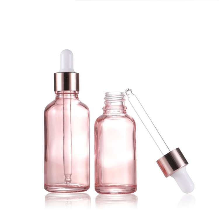 In Stock 5ml 10ml 15ml 20ml 30ml 50ml 100ml Rose Gold Glass Dropper Bottles Rose Golden lids