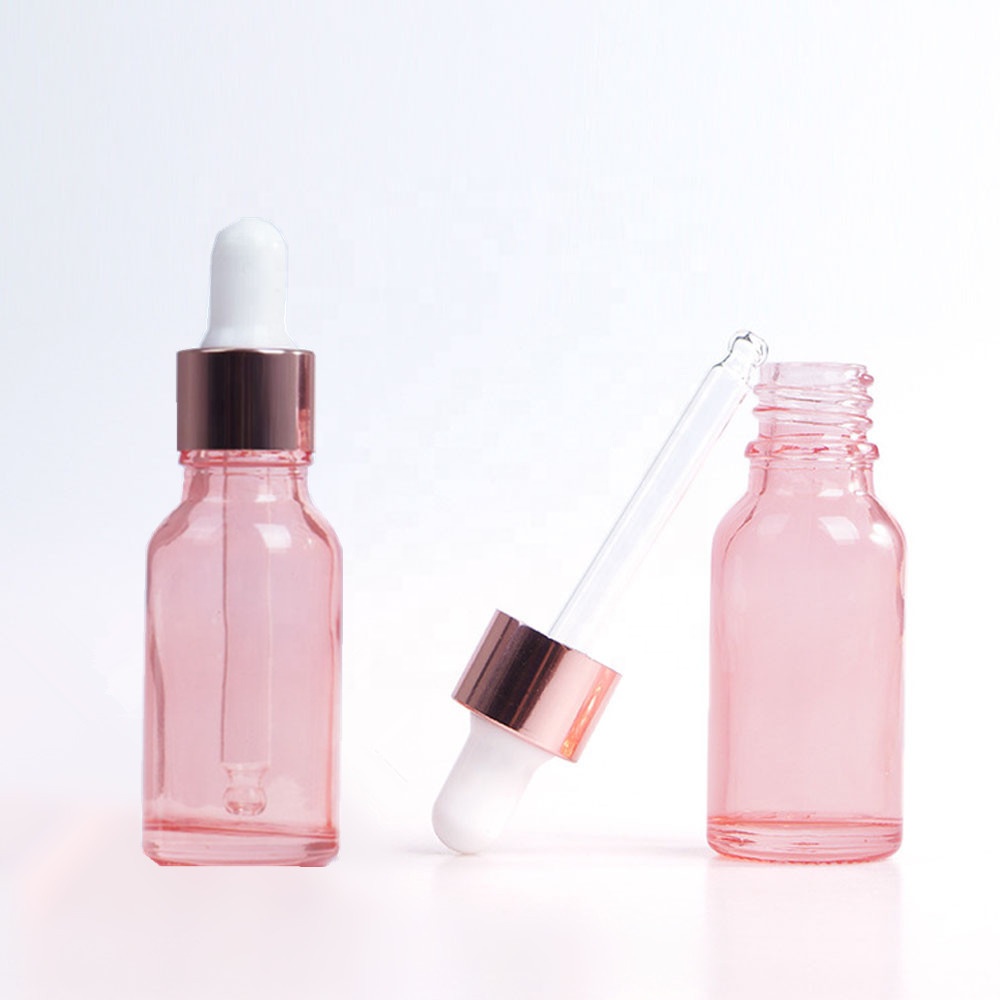 In Stock! 5ml 10ml 15ml 20ml 30ml 50ml 100ml translucent glass rose gold dropper bottle for essential oil/cosmetics