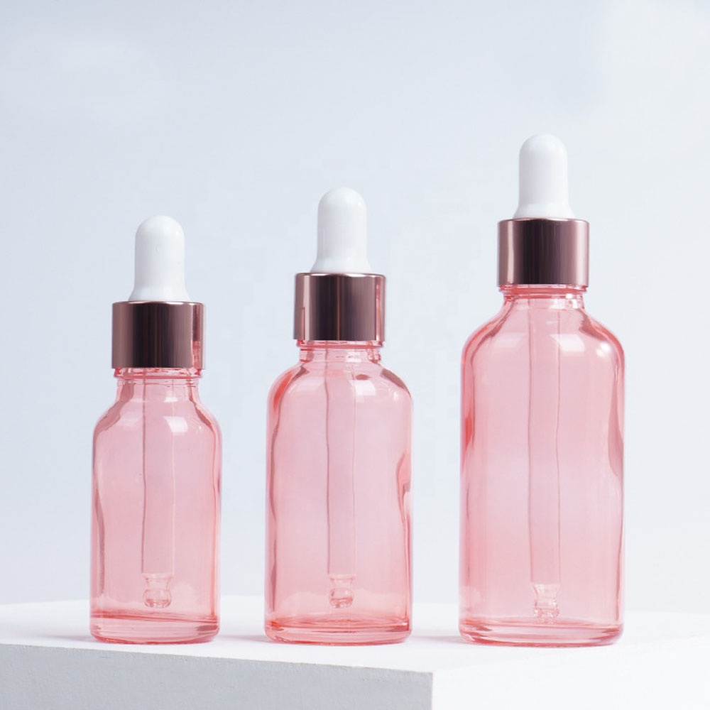 In Stock! 5ml 10ml 15ml 20ml 30ml 50ml 100ml translucent glass rose gold dropper bottle for essential oil/cosmetics