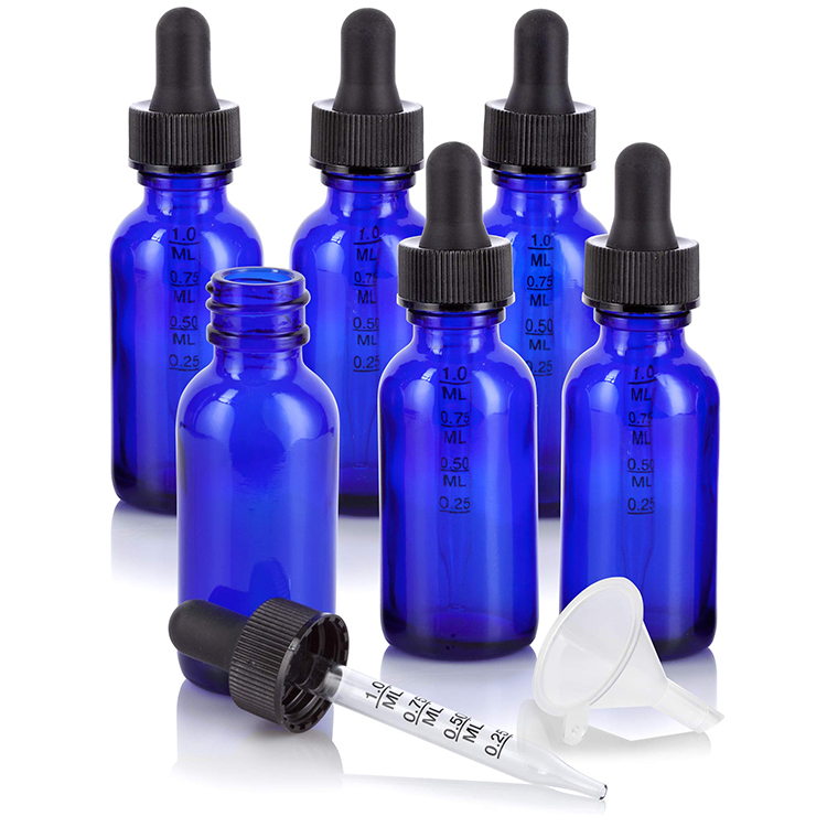In Stock Boston Round Glass Dropper Bottle Purple Essential Oil Vitamin C Serum CBD Dropper Bottle